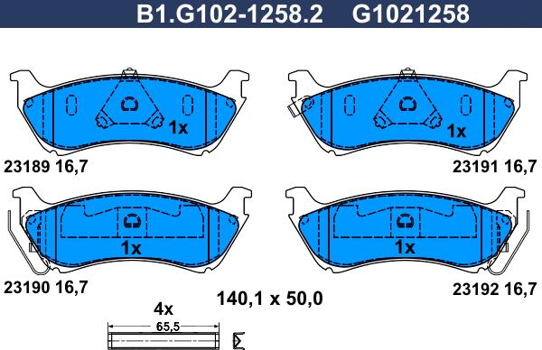 Galfer B1.G102-1258.2 - Brake Pad Set, disc brake autospares.lv