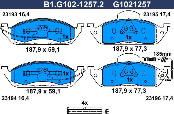 Galfer B1.G102-1257.2 - Brake Pad Set, disc brake autospares.lv