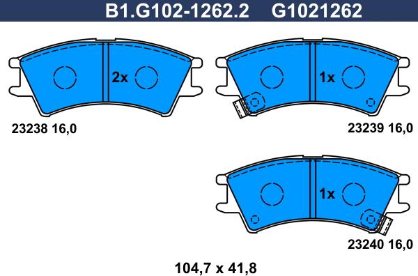 Galfer B1.G102-1262.2 - Brake Pad Set, disc brake autospares.lv