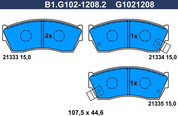 Galfer B1.G102-1208.2 - Brake Pad Set, disc brake autospares.lv