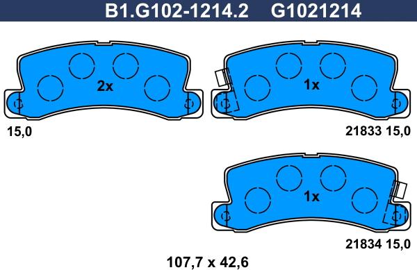 Galfer B1.G102-1214.2 - Brake Pad Set, disc brake autospares.lv