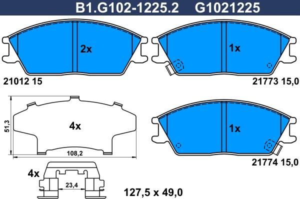 Galfer B1.G102-1225.2 - Brake Pad Set, disc brake autospares.lv