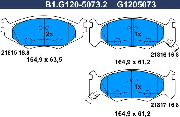 Galfer B1.G120-5073.2 - Brake Pad Set, disc brake autospares.lv