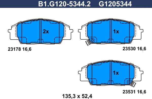 Galfer B1.G120-5344.2 - Brake Pad Set, disc brake autospares.lv