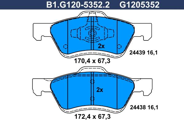 Galfer B1.G120-5352.2 - Brake Pad Set, disc brake autospares.lv