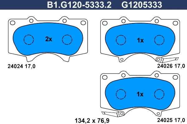 Galfer B1.G120-5333.2 - Brake Pad Set, disc brake autospares.lv