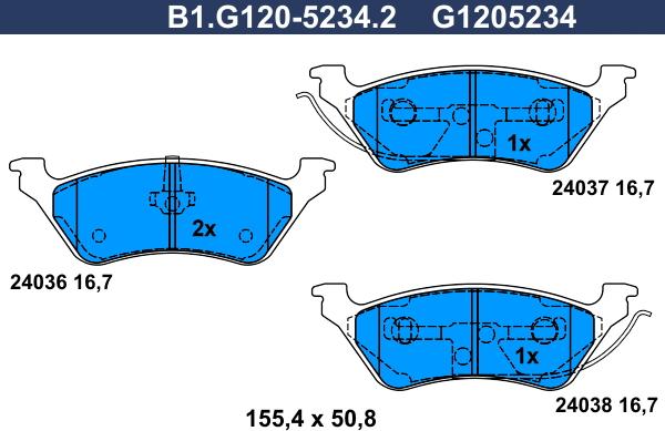 Galfer B1.G120-5234.2 - Brake Pad Set, disc brake autospares.lv