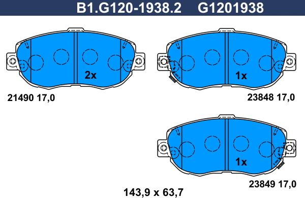 Galfer B1.G120-1938.2 - Brake Pad Set, disc brake autospares.lv