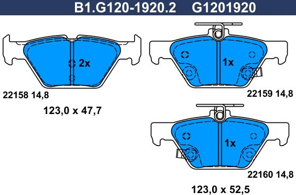 Galfer B1.G120-1920.2 - Brake Pad Set, disc brake autospares.lv