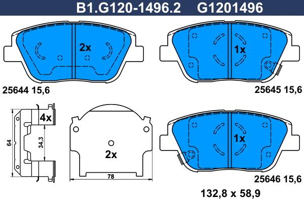 Galfer B1.G120-1496.2 - Brake Pad Set, disc brake autospares.lv