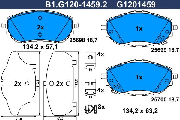 Galfer B1.G120-1459.2 - Brake Pad Set, disc brake autospares.lv