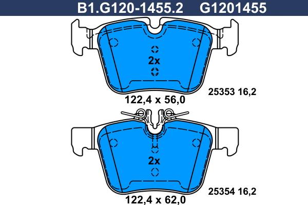 Galfer B1.G120-1455.2 - Brake Pad Set, disc brake autospares.lv