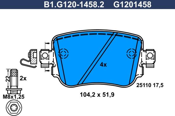 Galfer B1.G120-1458.2 - Brake Pad Set, disc brake autospares.lv