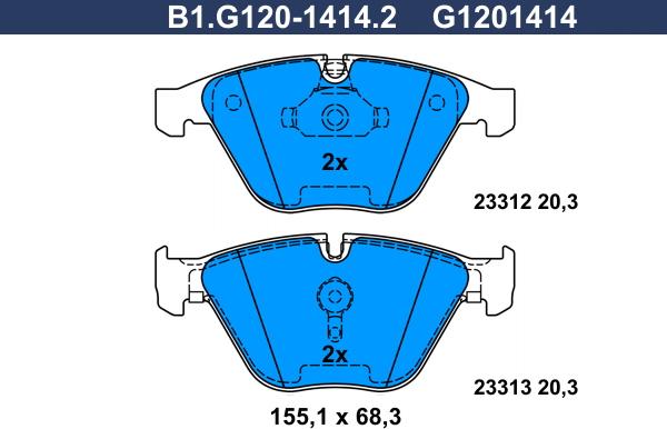 Galfer B1.G120-1414.2 - Brake Pad Set, disc brake autospares.lv