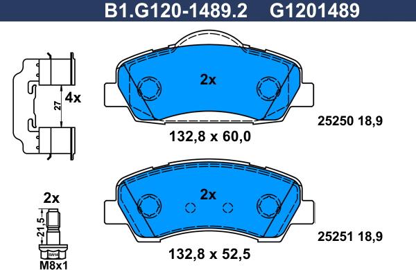 Galfer B1.G120-1489.2 - Brake Pad Set, disc brake autospares.lv