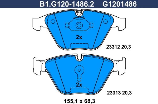 Galfer B1.G120-1486.2 - Brake Pad Set, disc brake autospares.lv