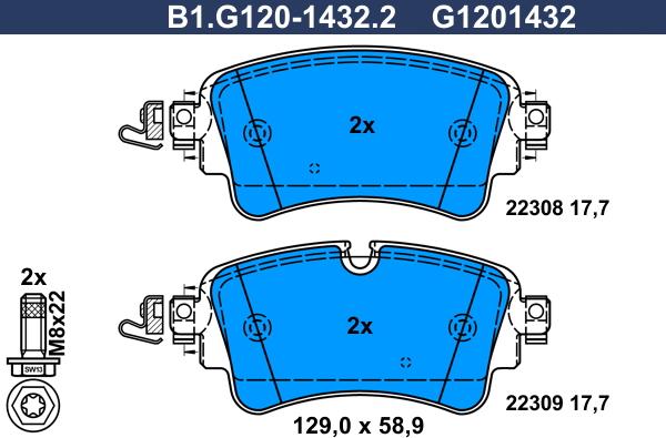 Galfer B1.G120-1432.2 - Brake Pad Set, disc brake autospares.lv