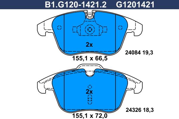 Galfer B1.G120-1421.2 - Brake Pad Set, disc brake autospares.lv