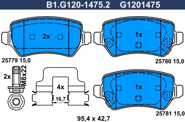 Galfer B1.G120-1475.2 - Brake Pad Set, disc brake autospares.lv