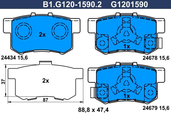 Galfer B1.G120-1590.2 - Brake Pad Set, disc brake autospares.lv