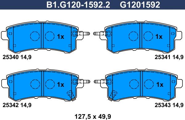 Galfer B1.G120-1592.2 - Brake Pad Set, disc brake autospares.lv