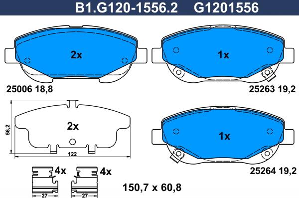 Galfer B1.G120-1556.2 - Brake Pad Set, disc brake autospares.lv