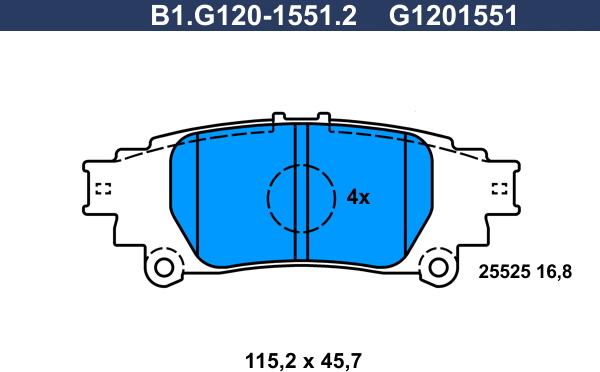 Galfer B1.G120-1551.2 - Brake Pad Set, disc brake autospares.lv