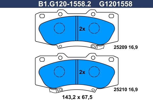 Galfer B1.G120-1558.2 - Brake Pad Set, disc brake autospares.lv