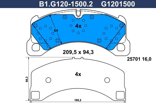 Galfer B1.G120-1500.2 - Brake Pad Set, disc brake autospares.lv