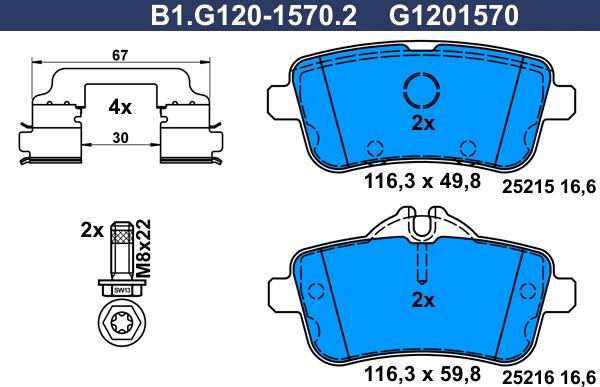 Galfer B1.G120-1570.2 - Brake Pad Set, disc brake autospares.lv