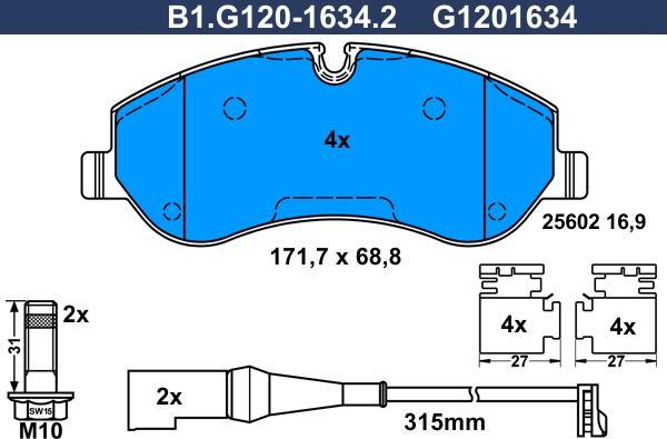 Galfer B1.G120-1634.2 - Brake Pad Set, disc brake autospares.lv