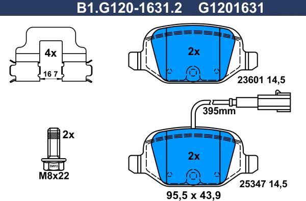 Galfer B1.G120-1631.2 - Brake Pad Set, disc brake autospares.lv