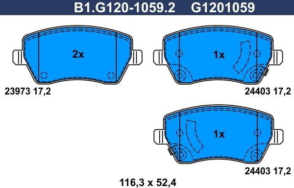 Galfer B1.G120-1059.2 - Brake Pad Set, disc brake autospares.lv