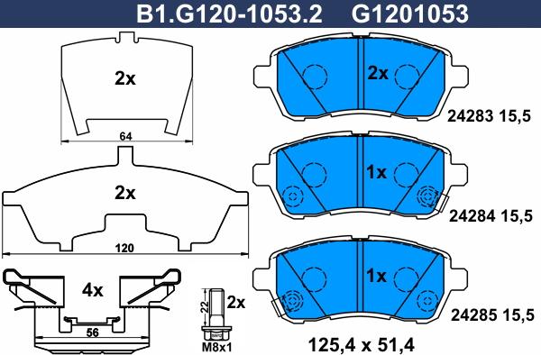 Galfer B1.G120-1053.2 - Brake Pad Set, disc brake autospares.lv