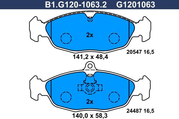 Galfer B1.G120-1063.2 - Brake Pad Set, disc brake autospares.lv