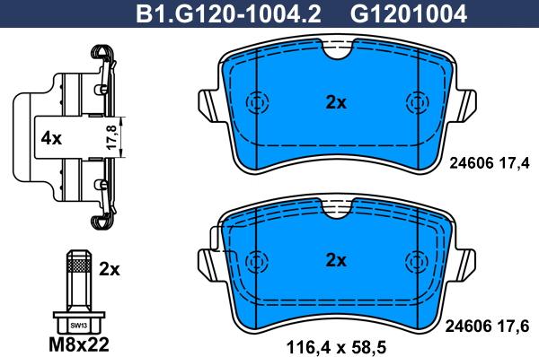 Galfer B1.G120-1004.2 - Brake Pad Set, disc brake autospares.lv