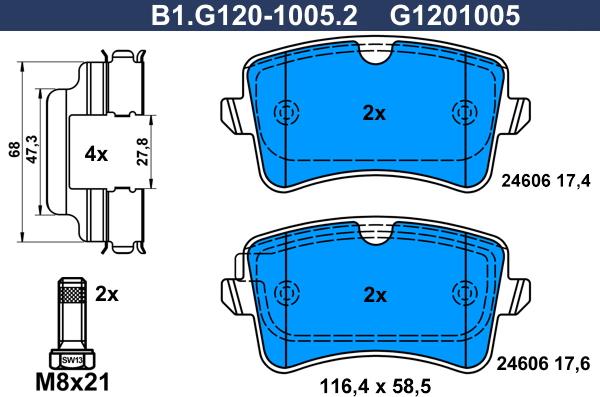 Galfer B1.G120-1005.2 - Brake Pad Set, disc brake autospares.lv