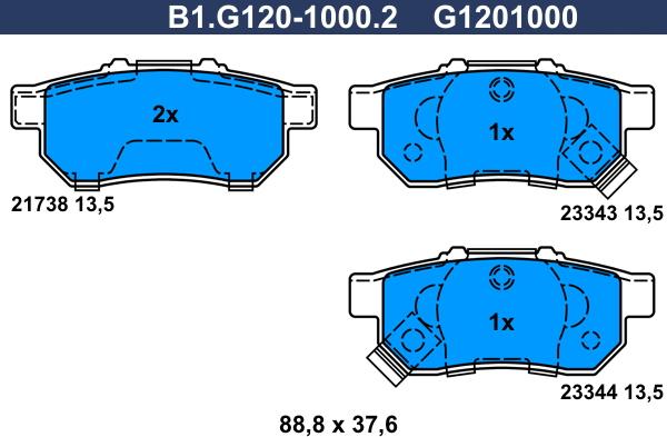 Galfer B1.G120-1000.2 - Brake Pad Set, disc brake autospares.lv