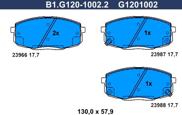 Galfer B1.G120-1002.2 - Brake Pad Set, disc brake autospares.lv