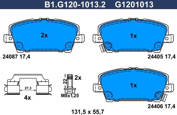 Galfer B1.G120-1013.2 - Brake Pad Set, disc brake autospares.lv