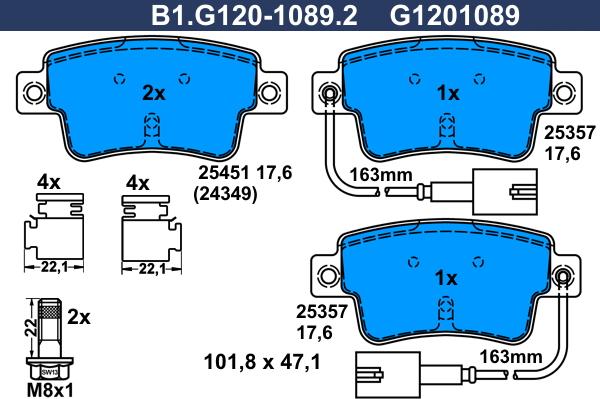 Galfer B1.G120-1089.2 - Brake Pad Set, disc brake autospares.lv