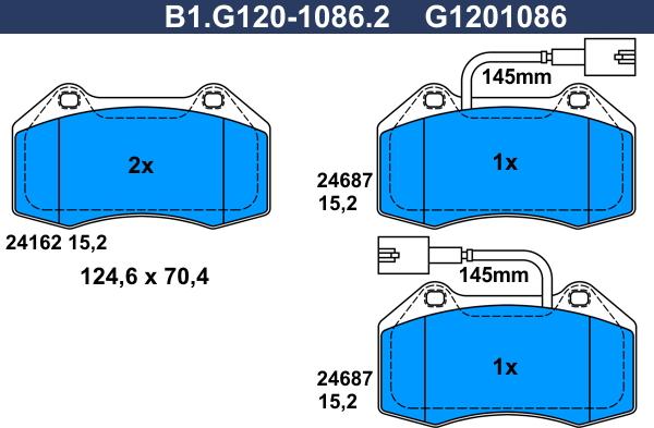 Galfer B1.G120-1086.2 - Brake Pad Set, disc brake autospares.lv