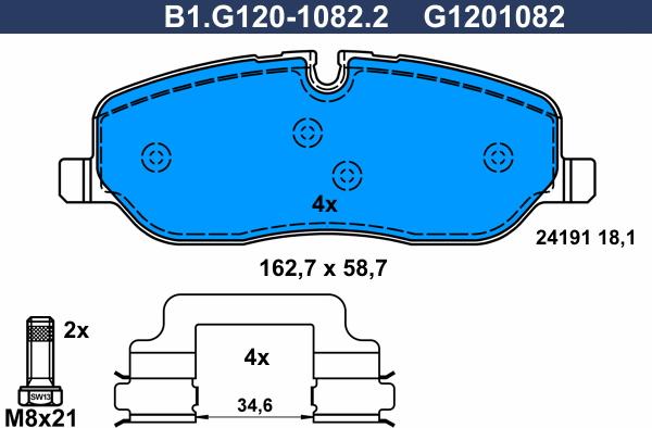 Galfer B1.G120-1082.2 - Brake Pad Set, disc brake autospares.lv