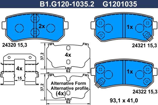 Galfer B1.G120-1035.2 - Brake Pad Set, disc brake autospares.lv