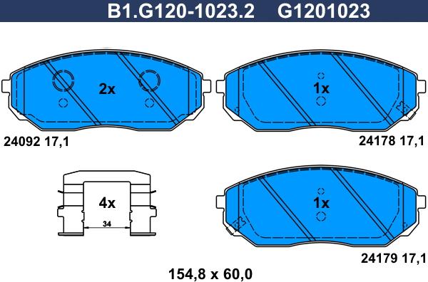 Galfer B1.G120-1023.2 - Brake Pad Set, disc brake autospares.lv