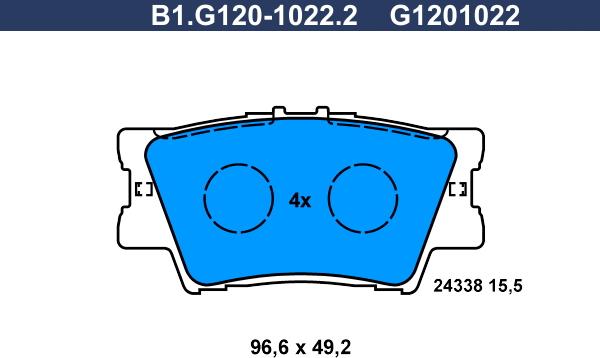 Galfer B1.G120-1022.2 - Brake Pad Set, disc brake autospares.lv