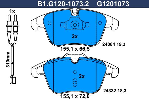 Galfer B1.G120-1073.2 - Brake Pad Set, disc brake autospares.lv