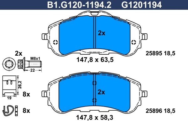 Galfer B1.G120-1194.2 - Brake Pad Set, disc brake autospares.lv