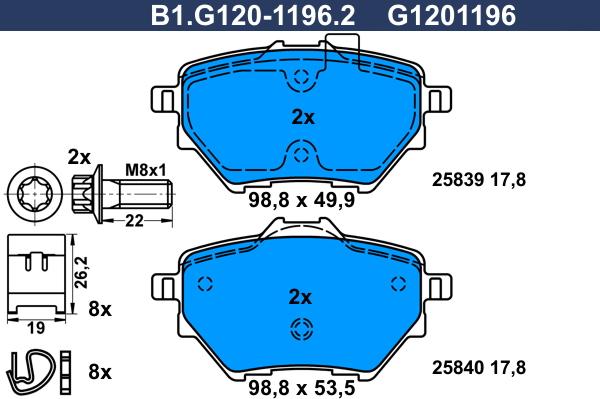 Galfer B1.G120-1196.2 - Brake Pad Set, disc brake autospares.lv