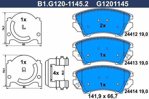 Galfer B1.G120-1145.2 - Brake Pad Set, disc brake autospares.lv